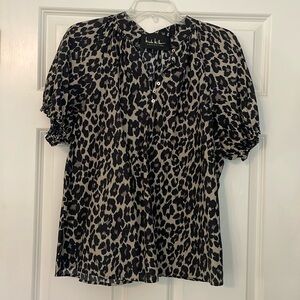 Nicole Miller cheetah print blouse size L